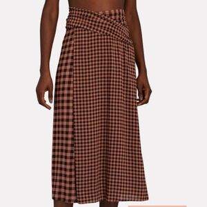 A.L.C. Eden Brown and Black Checked Wrap Midi Skirt Size 4